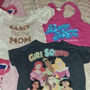 Disney Pink Tank, Dark Gray Princess 'Girl Squad' Tee & Cream Sequin Top